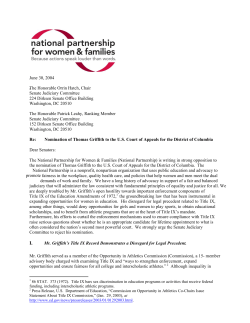 Letter Opposing Nomination of Thomas Griffith