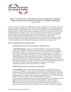 Deja Vu All Over Again: Re-nomination of Controversial Nominees