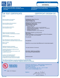 Certification: 56 Advanced Dual-Input Analyzer (56-03) IECEE CB Test Certificate