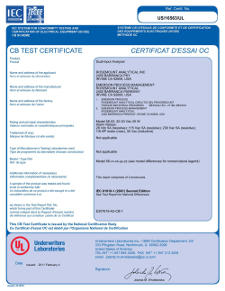 Certification: 56 Advanced Dual-Input Analyzer (56-02) IECEE CB Test Certificate