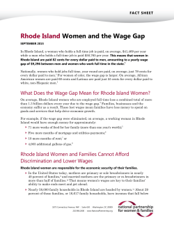Rhode Island Women and the Wage Gap