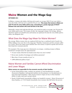 Maine Women and the Wage Gap