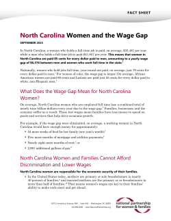 North Carolina Women and the Wage Gap