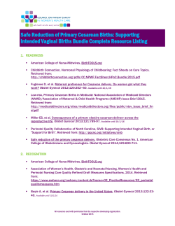 Safe Reduction of Primary Cesarean Births: Resource List