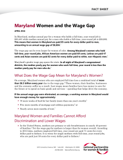 Maryland Women and the Wage Gap