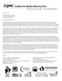Coalition for Quality Maternity Care Letter Endorsing the Pregnant Workers Fairness Act