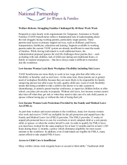 Welfare Reform: Struggling Families Challenged By 40 Hour Work Week