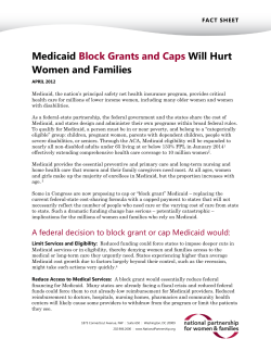 Medicaid Block Grants/Caps Will Hurt Women and Families