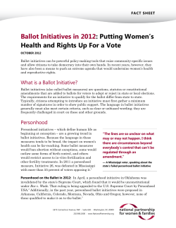 Ballot Initiatives in 2012: Putting Women&rsquo;s Health and Rights Up For a Vote