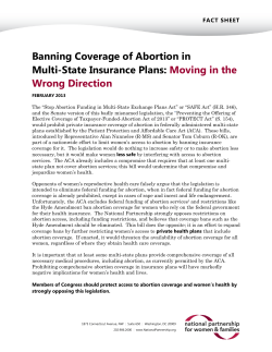 Banning Coverage of Abortion in Multi-State Insurance Plans: Moving in the Wrong Direction