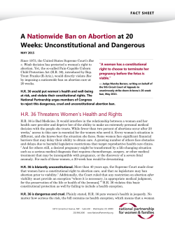 Nationwide Ban on Abortion at 20 Weeks: Unconstitutional and Dangerous