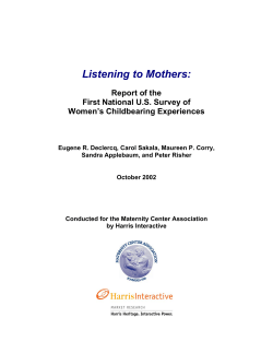 Listening to Mothers: Report of the First National U.S. Survey of Women's Childbearing Experiences (2002)