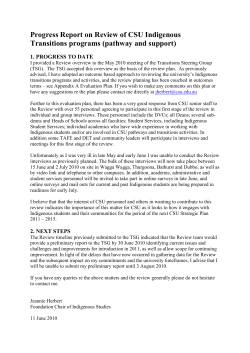 Indigenous Review Progress Report