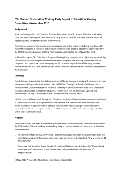Orientation Working Party report