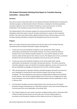 Orientation Working Party report