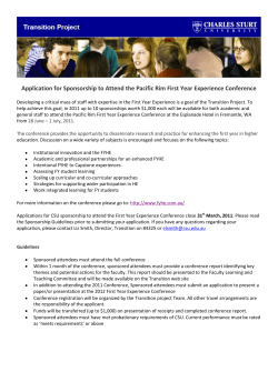 Applications for sponsorship to attend 2011 FYE Conference in Freemantle now open