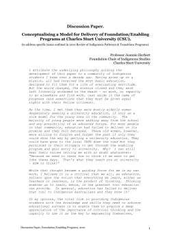 Discussion Paper: Discussion Paper. Conceptualising a Model for Delivery of Foundation/Enabling Programs at Charles Sturt University (CSU).