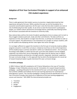 Paper introducing First Year Curriculum Principles presented to Learning and Teaching Committees