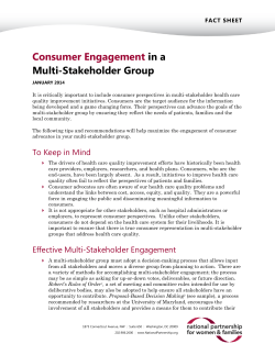 Consumer Engagement in a Multi-Stakeholder Group