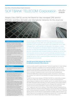 SOFTBANK TELECOM adopts Cisco ISR G2 across the board for new managed CPE service