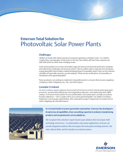 Emerson Total Solution for Photovoltaic Solar Power Plants