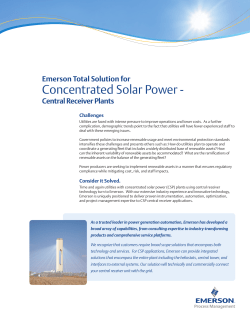 Emerson Total Solution for Concentrated Solar Power Central Receiver Plants