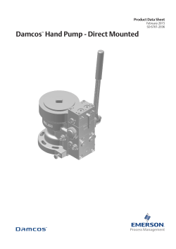Product Data Sheet: Damcos&trade; Hand Pump, Direct Mounted