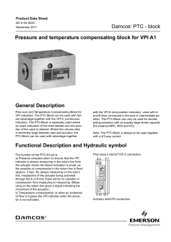 Product Data Sheet: Damcos Pressure and Temperature Compensating Block