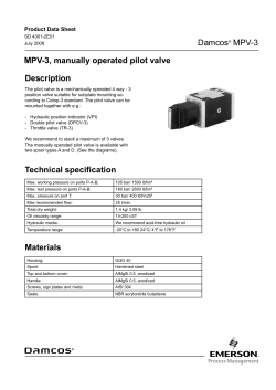 Product Data Sheet: Damcos Manually Operated Pilot Valve