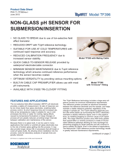Product Data: TF396 Non-Glass pH Sensor for Submersion/Insertion