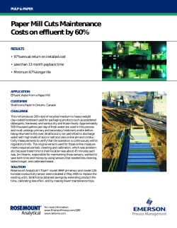 Paper Mills Cuts Costs on Effluent by 60%