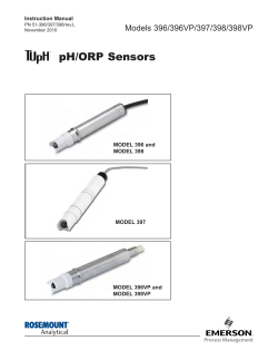 Manual: 396, 397, 398 pH/ORP Sensor