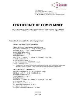 Certification: Hazardous (Classified) Location Electrical Equipment FM Compliance Certificate