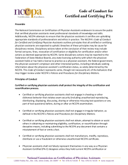 Code of Conduct for Certified and Certifying PAs