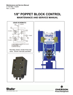 SH-Series Poppet Block Service & Maintenance Manual