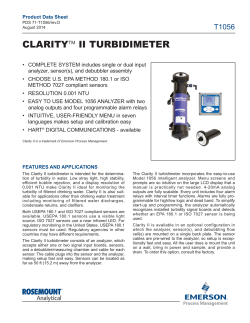 Product Data: T1056 Clarity II Turbidimeter