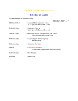 2015 Sample Schedule of Events