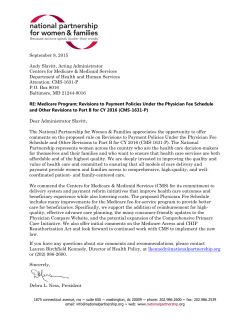 Comments on Medicare Physician Fee Schedule and Part B (Sept. 2015)