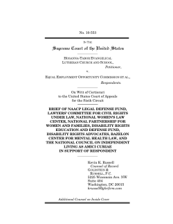 Amicus Brief: Hosanna-Tabor v. EEOC