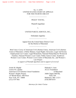 Amicus Brief for the U.S. Fourth Circuit Court of Appeals: Peggy Young v. United Parcel Service, Inc.