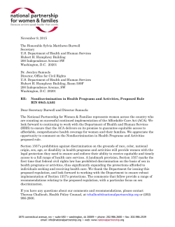 Comments on 1557 Nondiscrimination in Health Programs and Activities (Nov. 2015)
