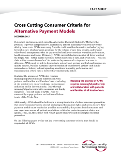 Crosscutting Consumer Criteria for Alternative Payment Models