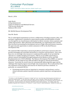Consumer-Purchaser Alliance Comments on Draft Measure Development Plan (March 2016)