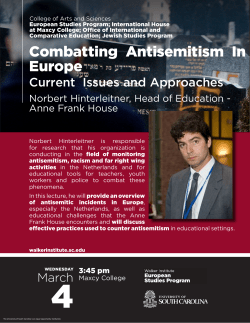 Flyer: Hinterleitner Lecture-- Combatting Antisemitism in Europe
