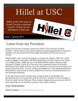 Hillel Newsletter Spring 2015