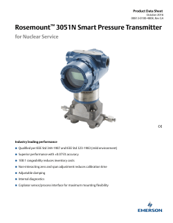 Product Data Sheet: The Rosemount 3051N Smart Pressure Transmitter for Nuclear Service