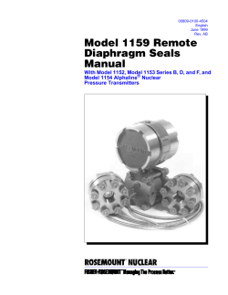 Manual: Model 1159 Remote Diaphragm Seals Manual