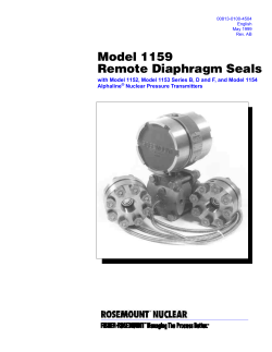 Product Data Sheet: Model 1159 Remote Diaphragm Seals