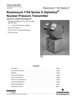 Product Data Sheet: Rosemount 1154 Series H Alphaline&reg; Nuclear Pressure Transmitter