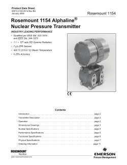 Product Data Sheet: Rosemount 1154 Alphaline&reg; Nuclear Pressure Transmitter